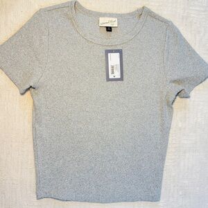 Universal Thread Gray Fitted Ribbed T-Shirt